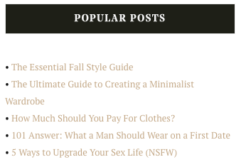 Peter's popular posts section on The Essential Man