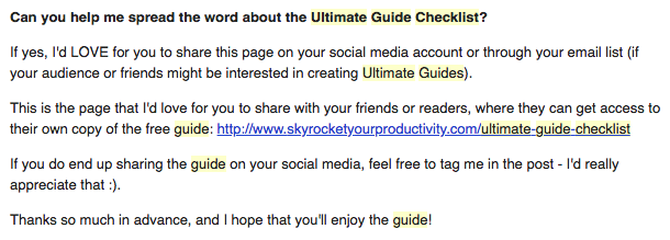 Example email for sharing your Ultimate Guide