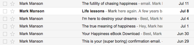 Mark Manson welcome email sequence