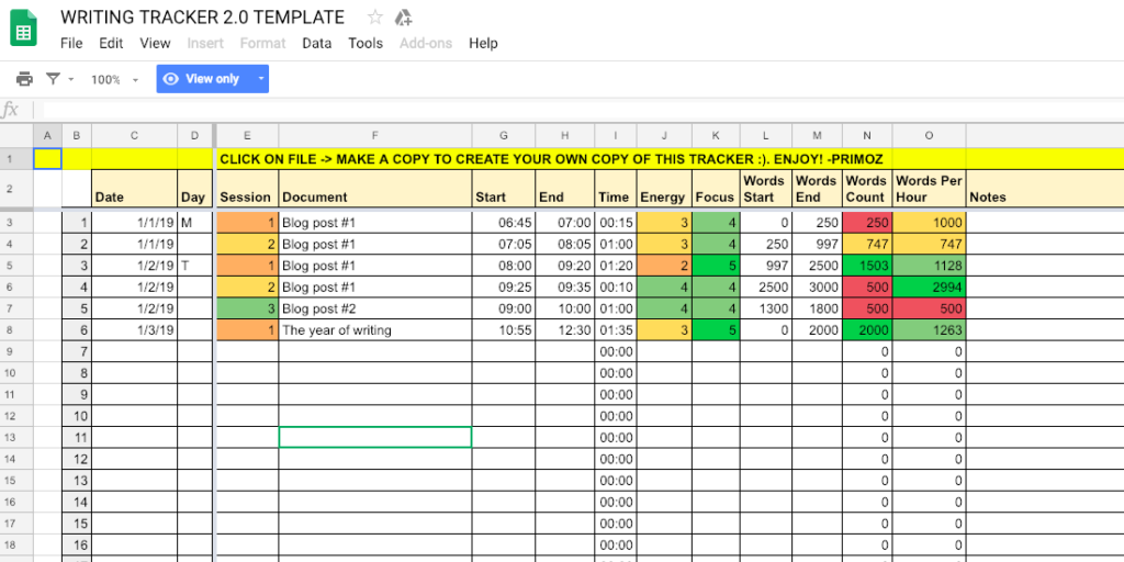 Writing Tracker