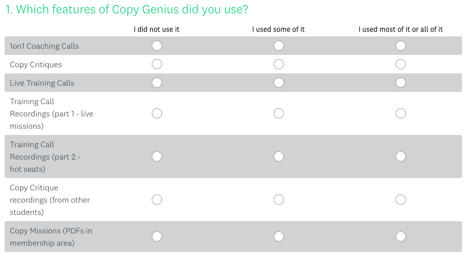 feedback matrix example